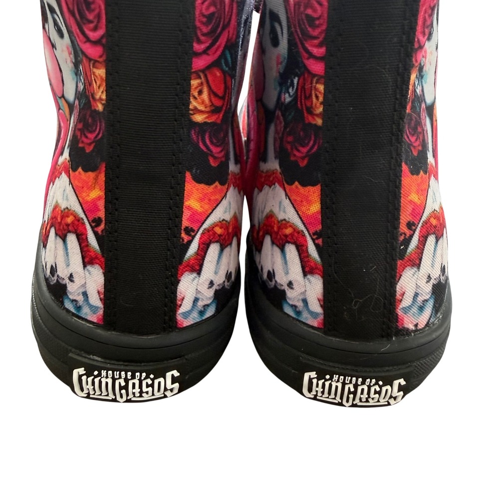 House of Chingasos High Top Sneakers 7.5W / 6M Frida Boxing Serape Print Rare - Picture 3 of 7